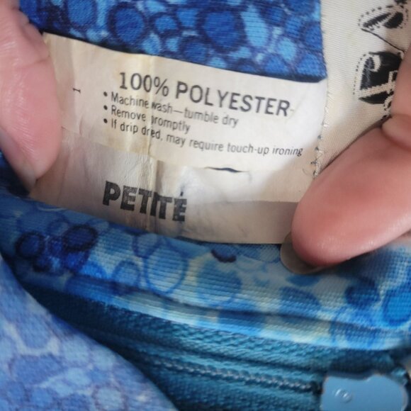 Vintage Hal Ferman Womens Size 8 Blue Skirt Blouse Set With Tie Neck Nwt - Picture 7 of 9